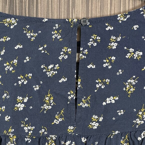 Old Navy Navy Yellow Ditsy Floral Peasant Blouse Large Boho Cottagecore - Picture 8 of 14
